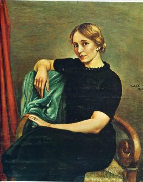  Chirico Lienzo - retrato de isa con vestido negro 1935 Giorgio de Chirico Surrealismo metafísico